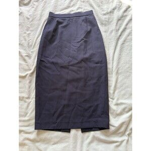 Vintage Classiques Entier 100% Pure Wool Pencil Skirt Size 4P Navy Blue Lined